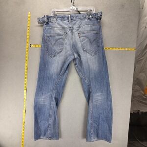 VTG Levis Engineered Jeans Mens Blue Buckle Back Twisted Altered Hem Fits 33x30
